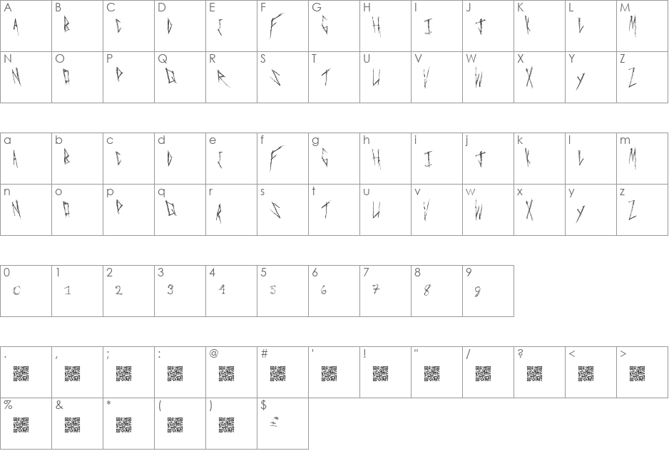 FreakyManor font character map preview