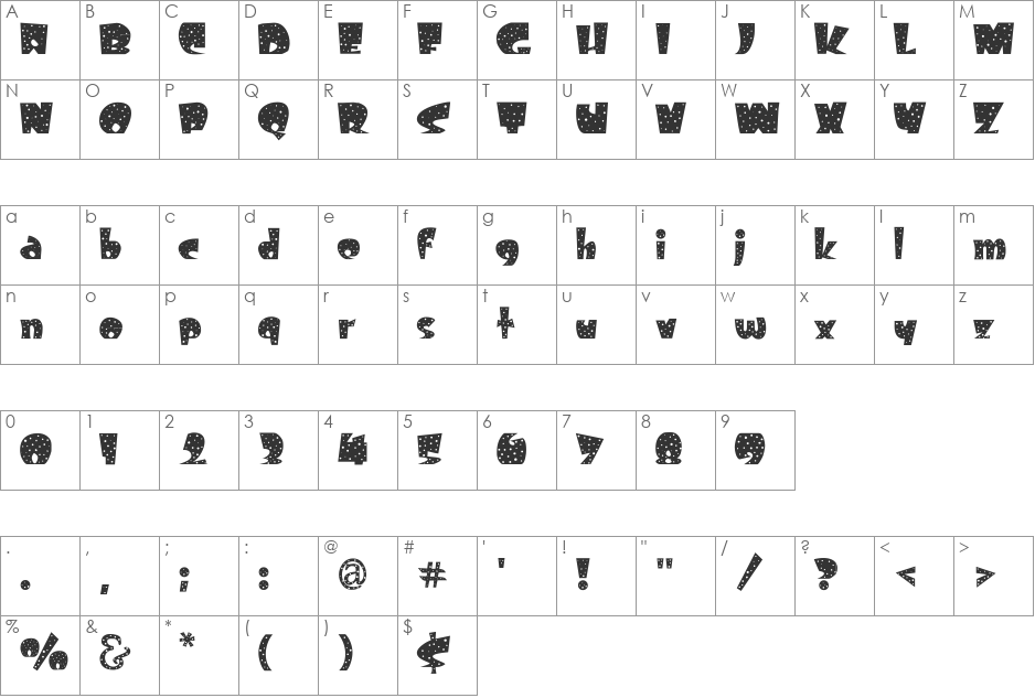 Freckle font character map preview