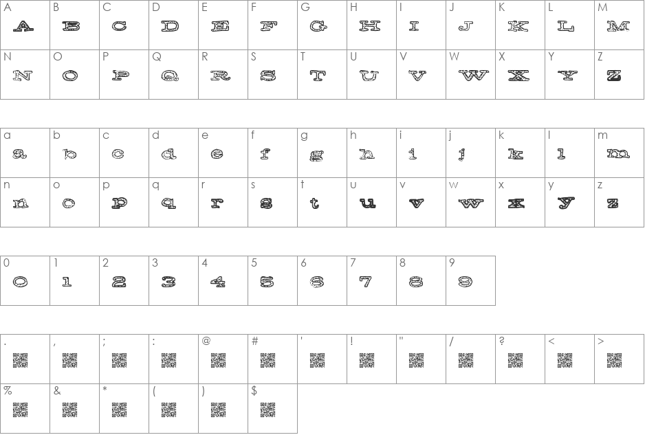 FreckleJackson font character map preview
