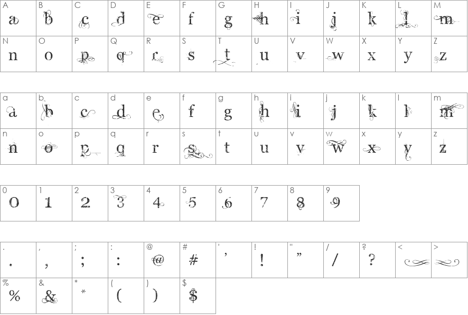 Angelic War font character map preview