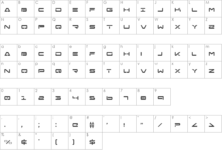 Agent Condensed font character map preview