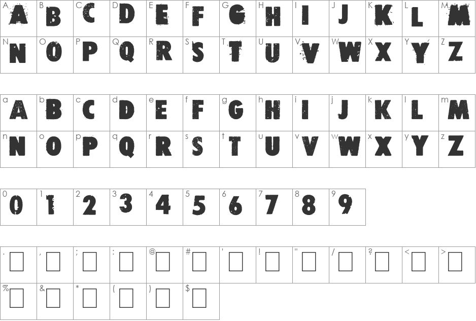 press font character map preview