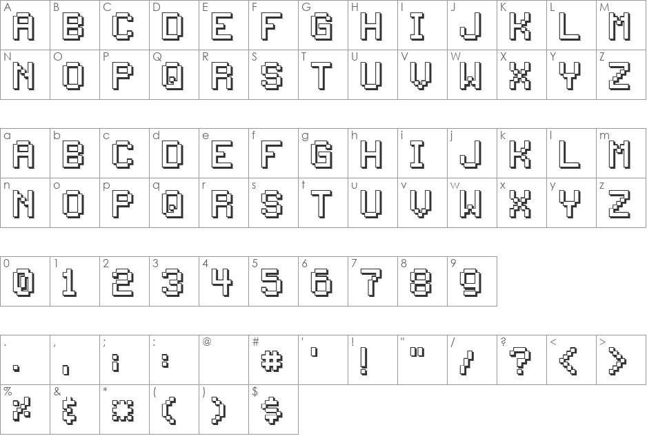 freebee font character map preview