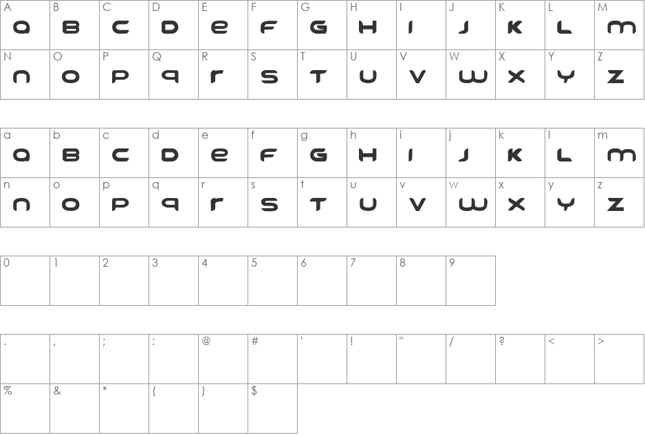 FREEDOM font character map preview