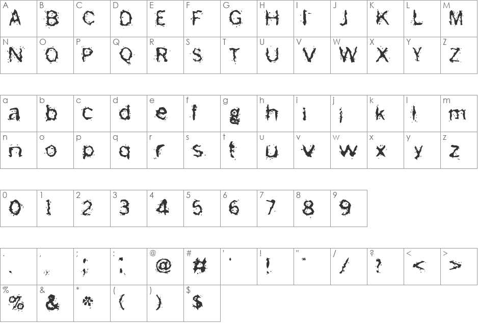 Freemason font character map preview