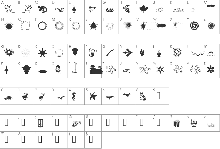 FreeMix font character map preview