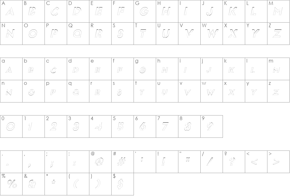 FreeportOutline font character map preview