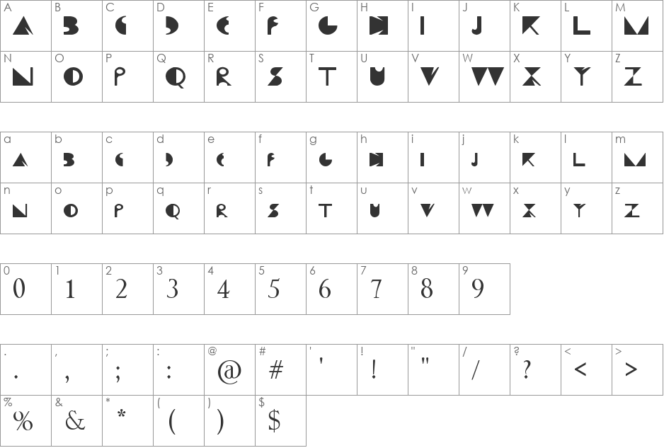 freeroll v1 font character map preview