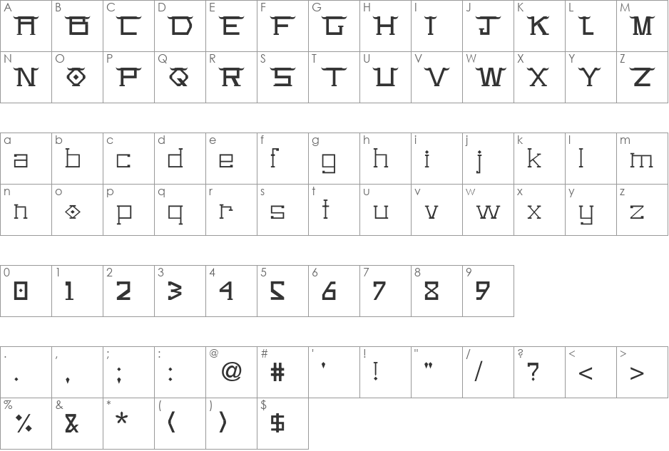 FreeSans font character map preview