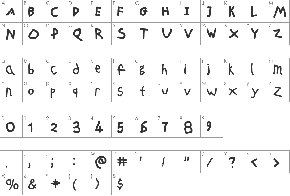FreeSchool font character map preview