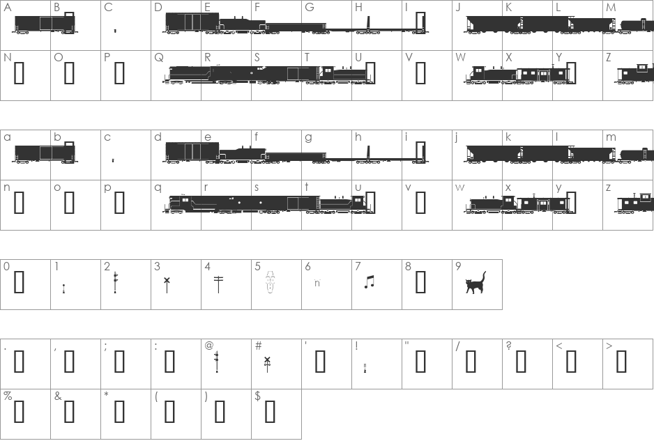 Freight font character map preview