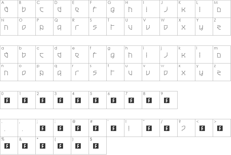 French Electric font character map preview