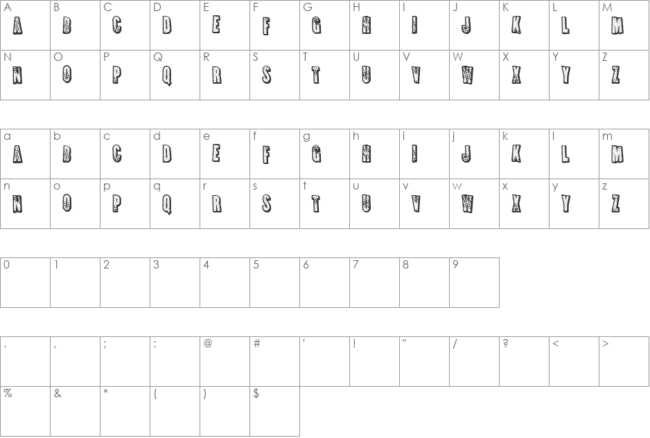 French Fries Apocalypse font character map preview