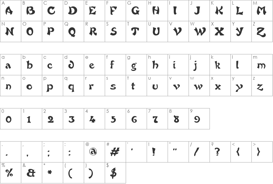 French Grotesque font character map preview