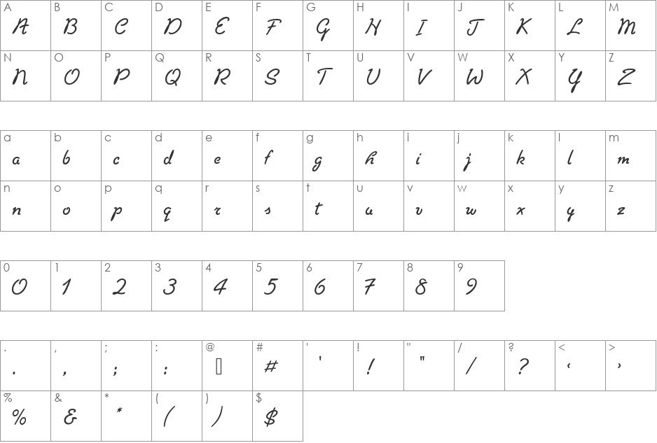 FrenchLetters font character map preview