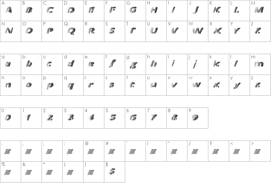 Frequency font character map preview