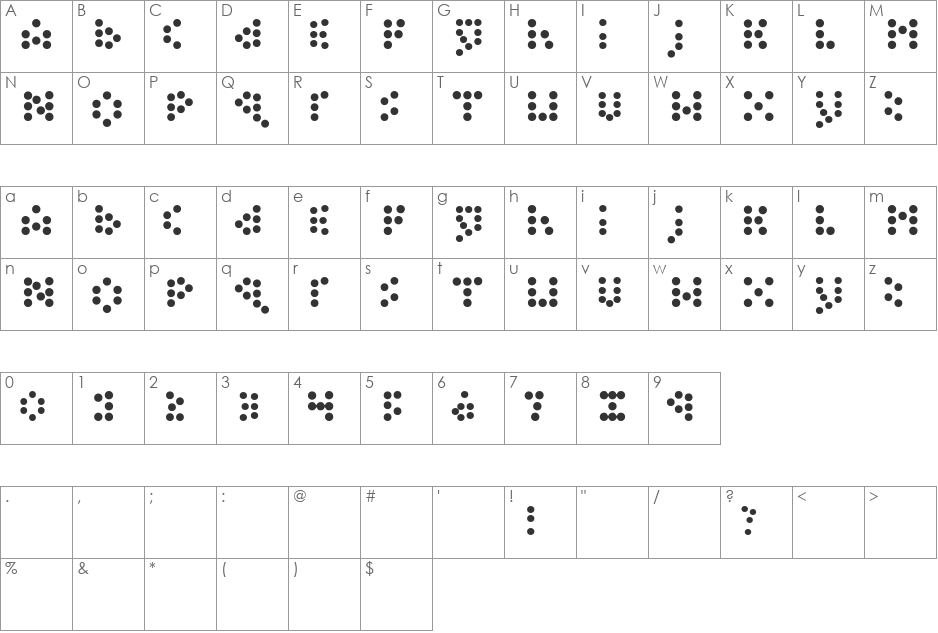Frequency Mod font character map preview