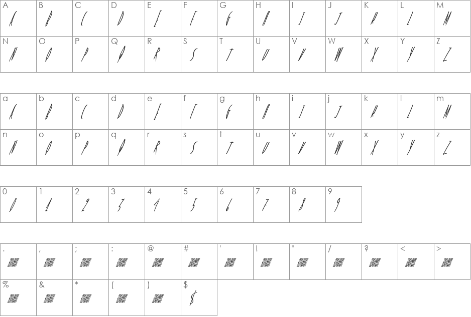 FreshCandy font character map preview