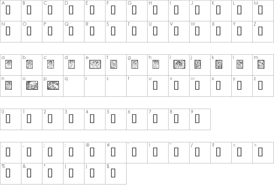 AngelsFairies font character map preview