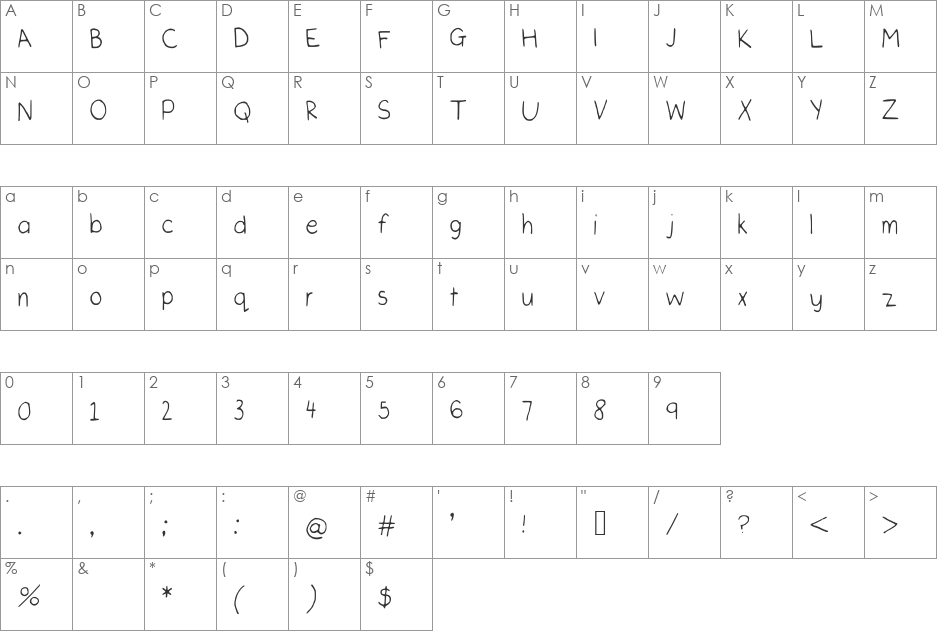 Freshman font character map preview