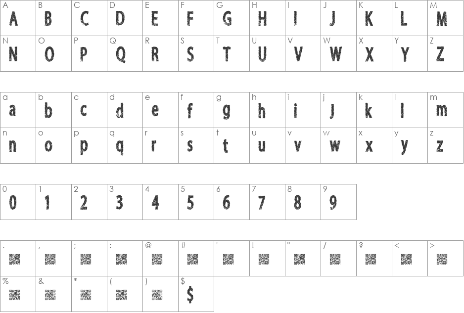 FreshRiot font character map preview