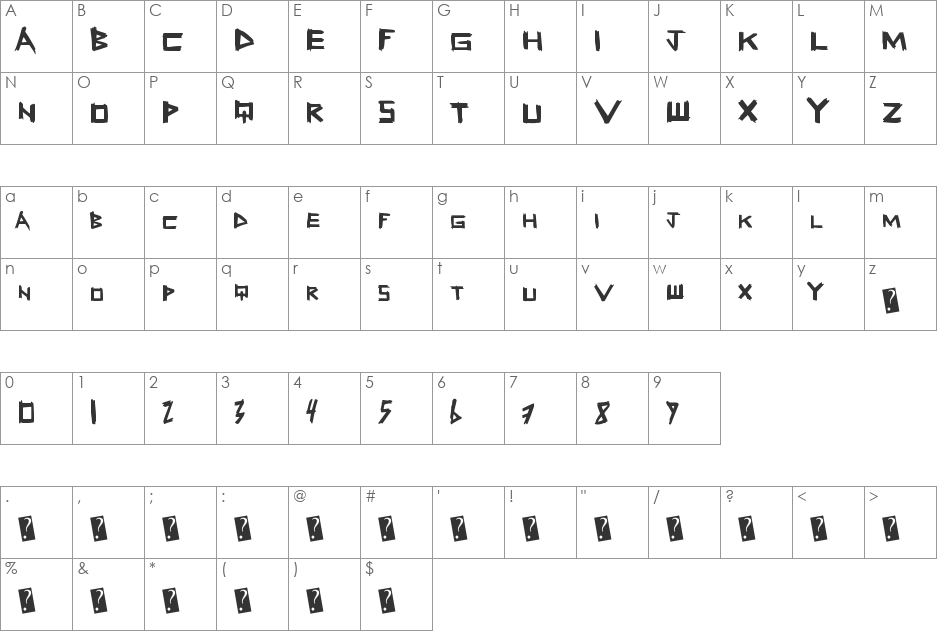 FreshSticks font character map preview