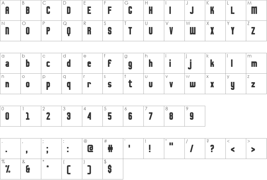 Fresko font character map preview