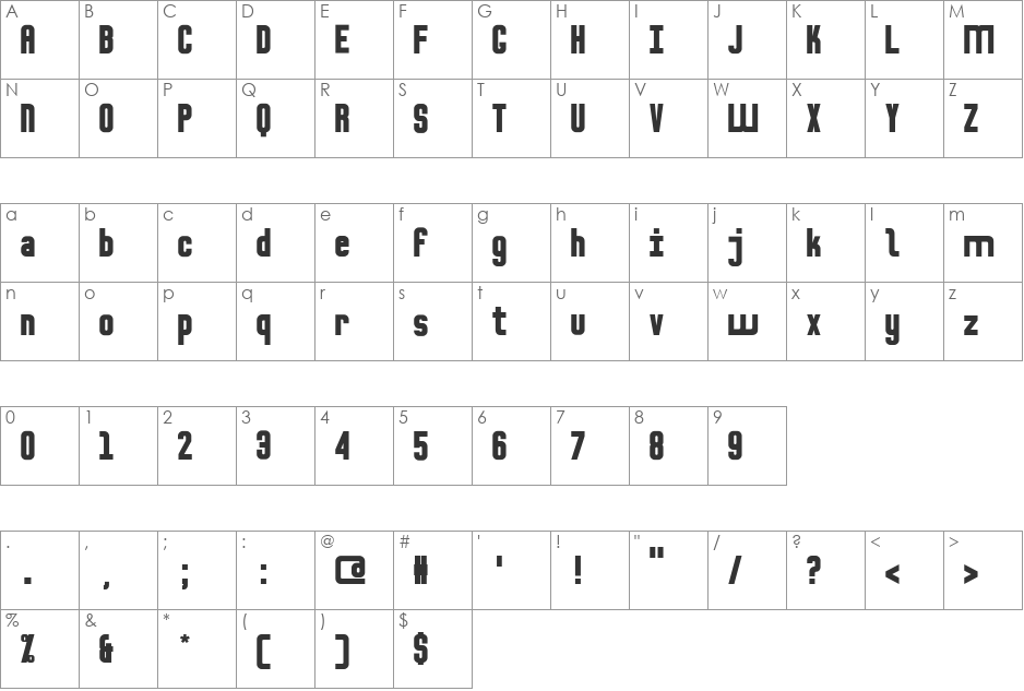 Fresko MS font character map preview