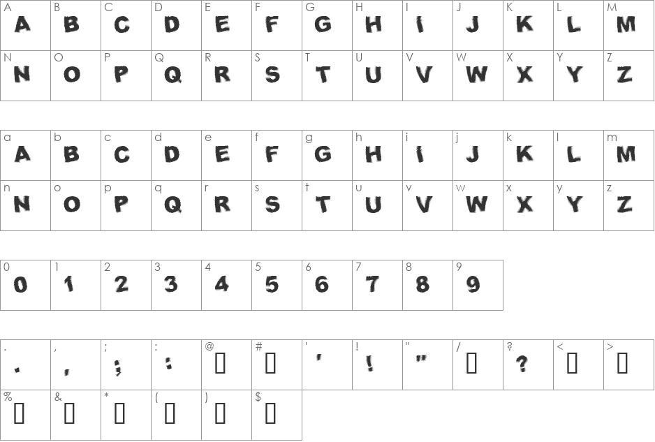 Fresnel font character map preview