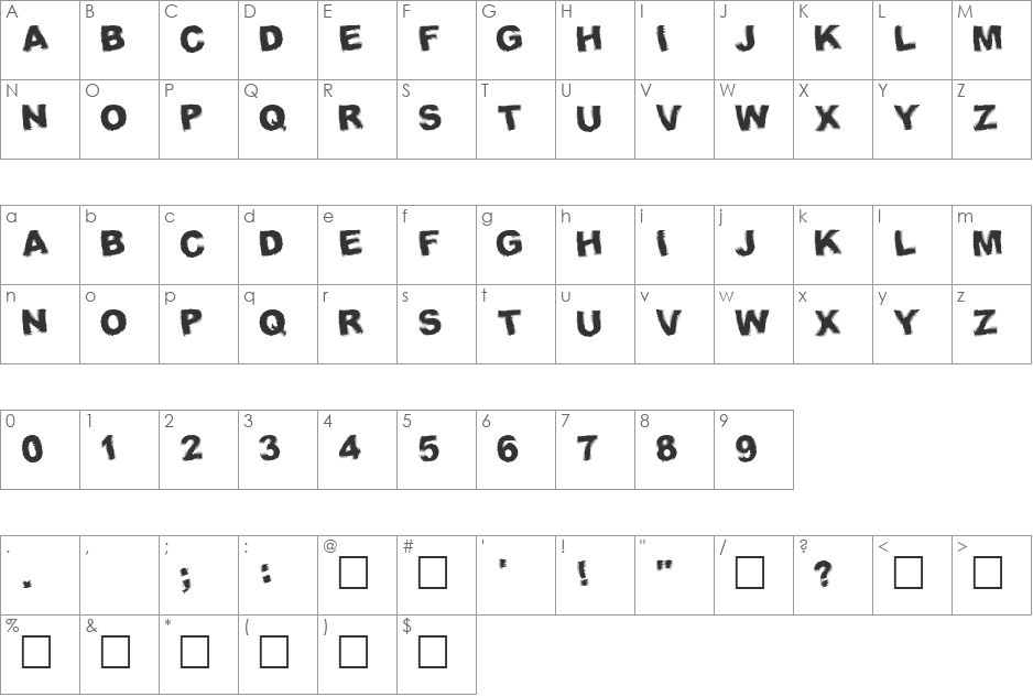 Fresnel font character map preview