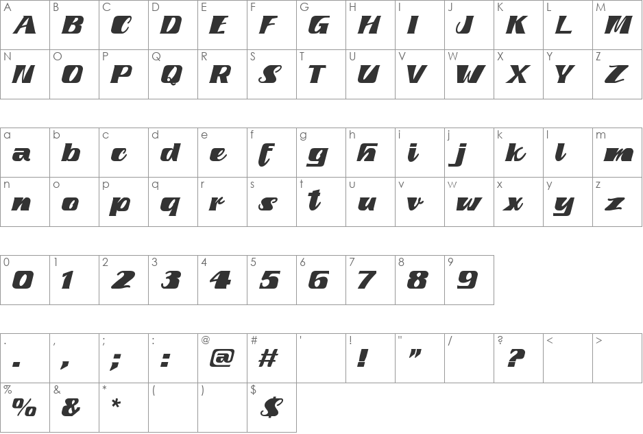 fretine font character map preview