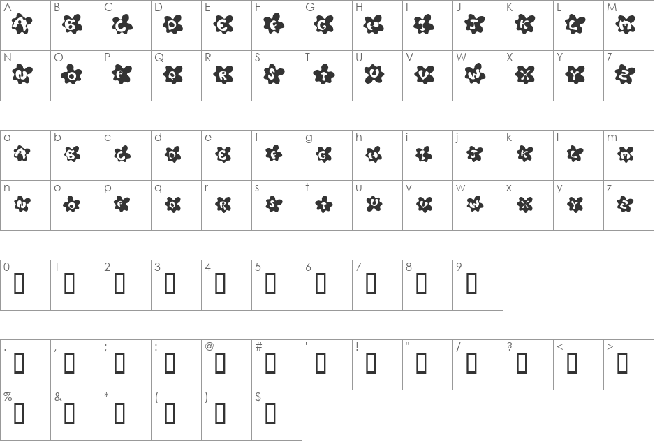 Fried Eggs font character map preview