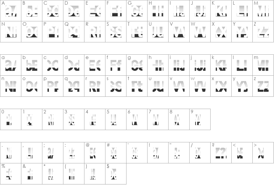 FriendlyFireDust font character map preview