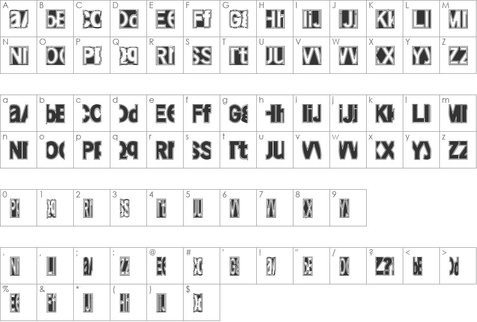 FriendlyFireMagic font character map preview