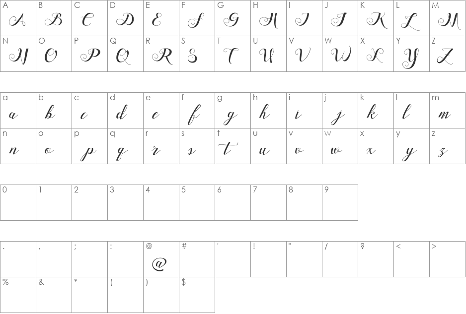 Friends da vinci font character map preview