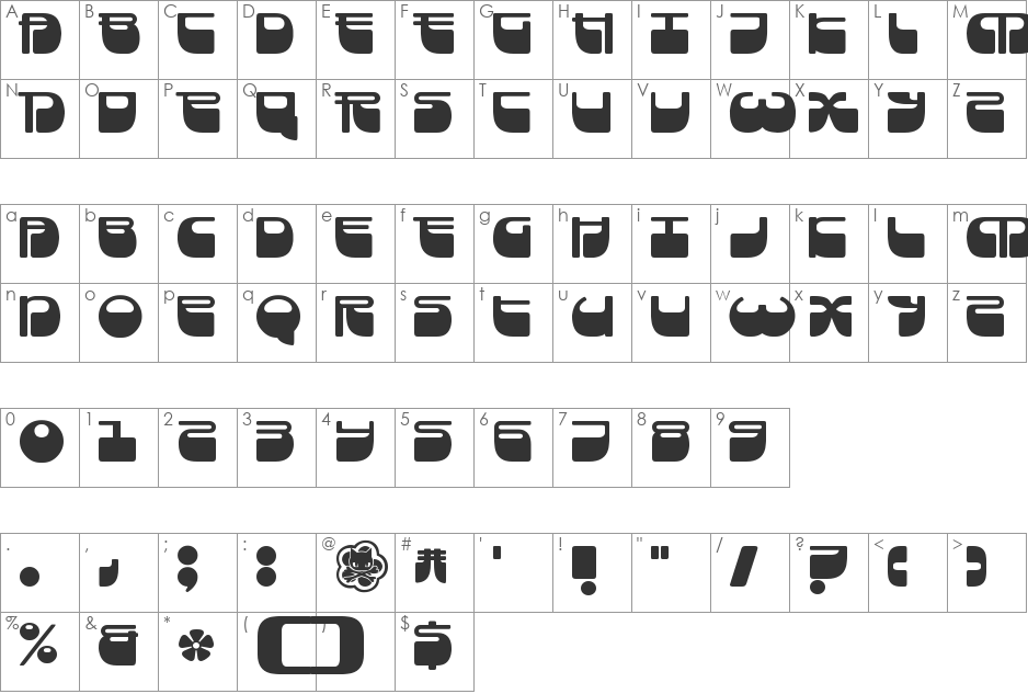 Frigate font character map preview