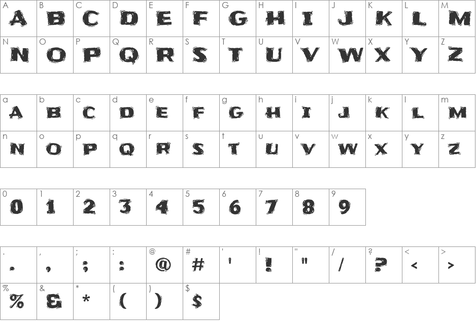 Frijole font character map preview