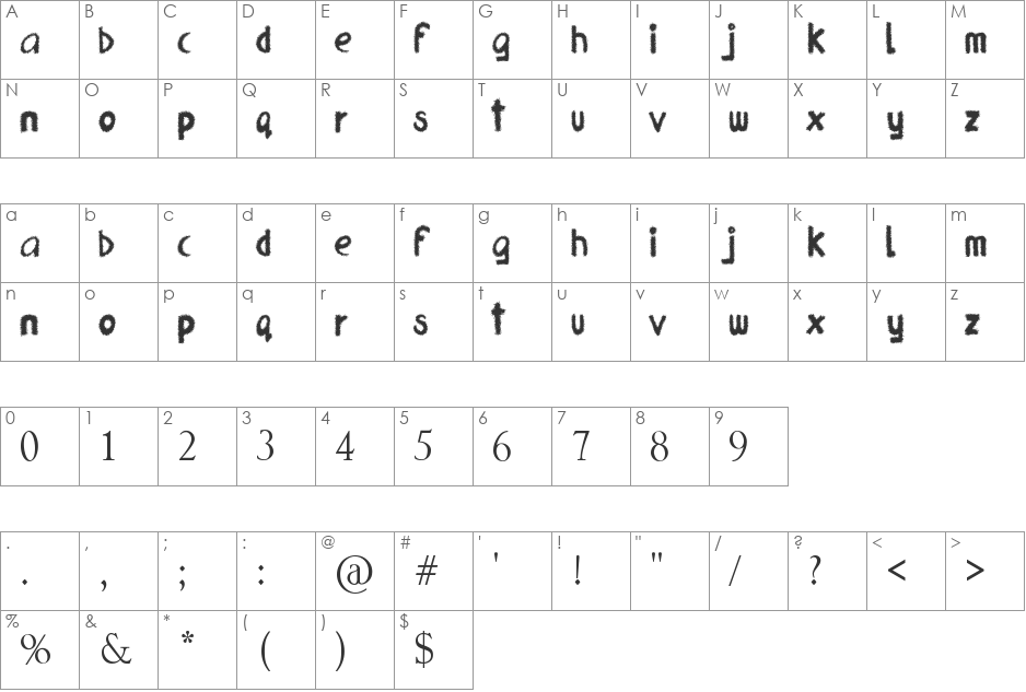 Frizzled Planet font character map preview