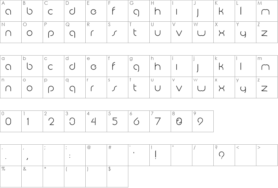 Abode font character map preview