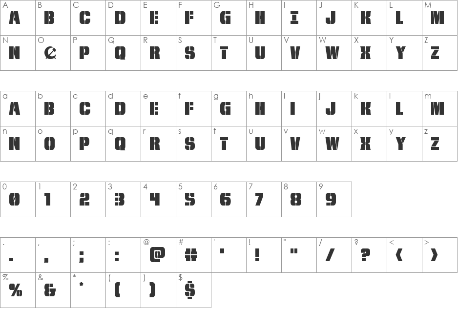 From BOND With Love Outline Italic font character map preview