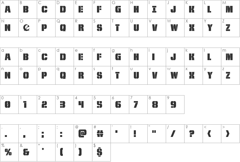 From BOND With Love Outline Italic font character map preview