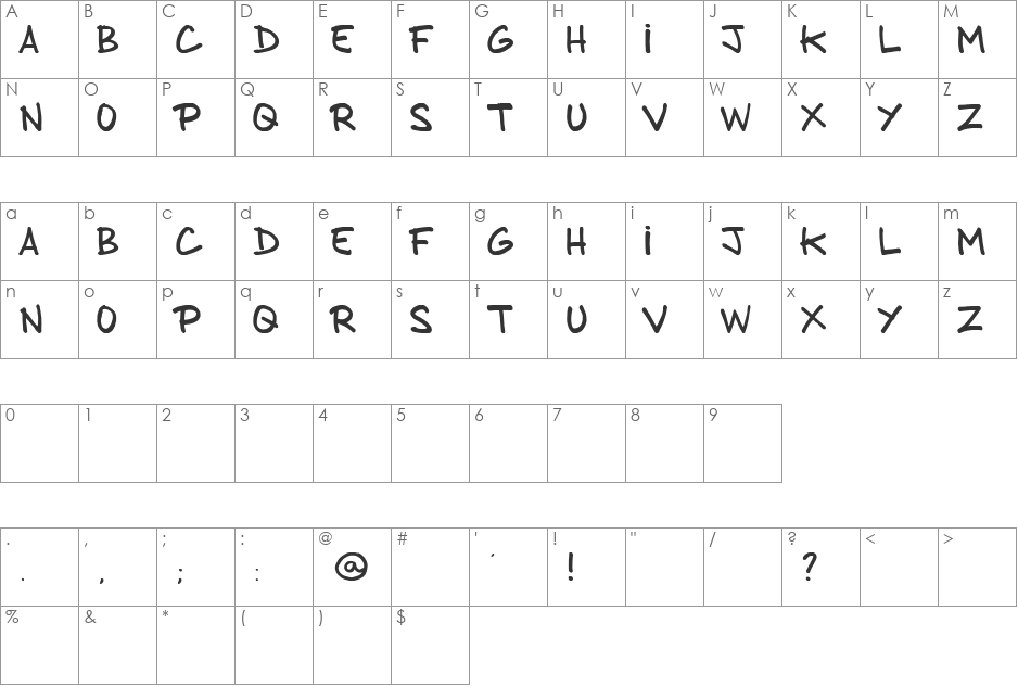 from brush to caps font character map preview