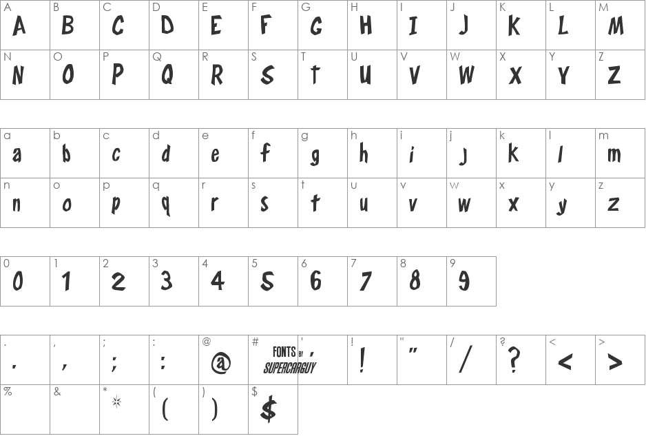 Frosty's Winterland font character map preview