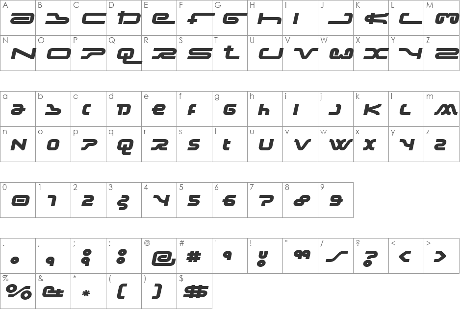 Frozdotre font character map preview