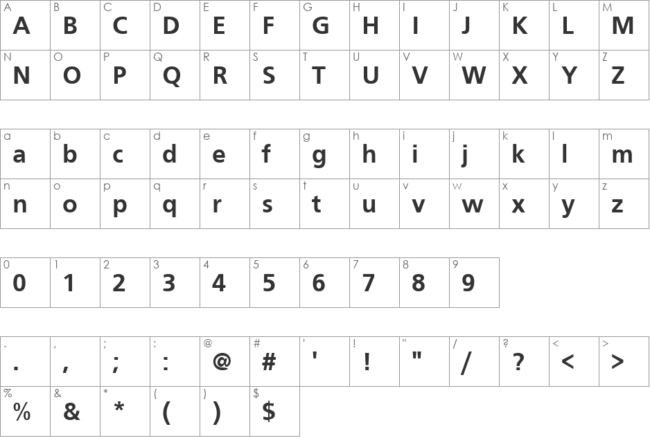 Frugal Sans font character map preview