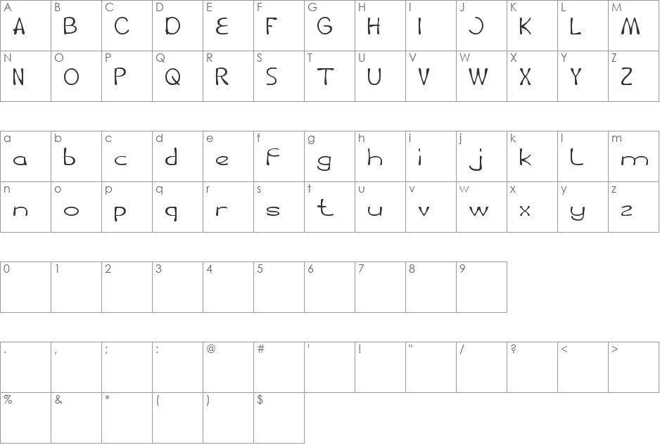 fruit vegetable font character map preview