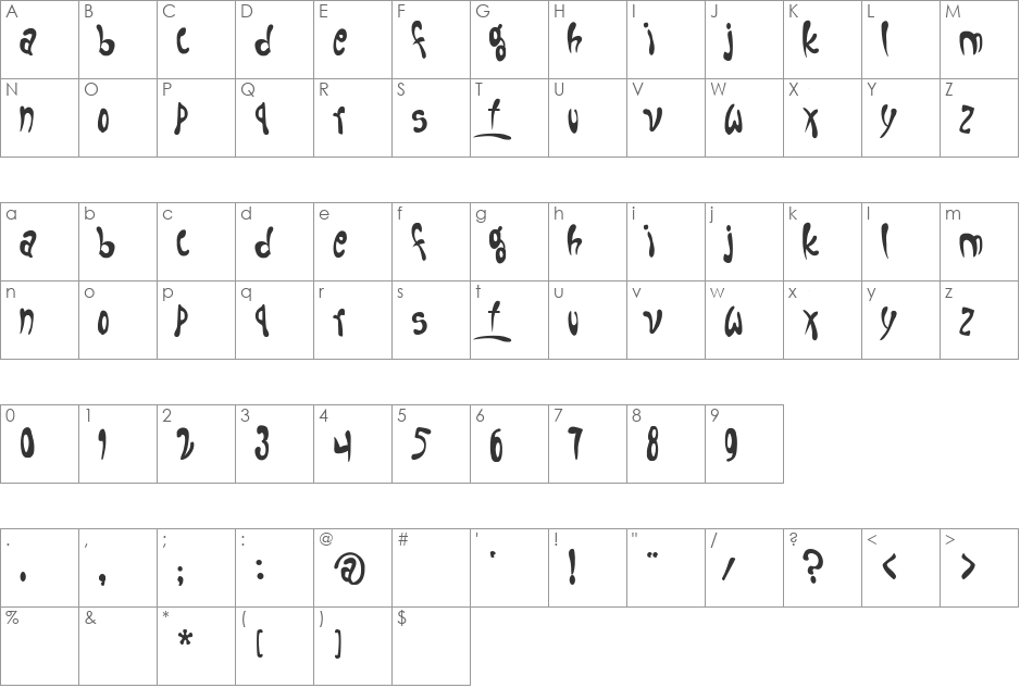 Fruitopia font character map preview
