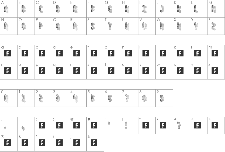 fs Cubed font character map preview