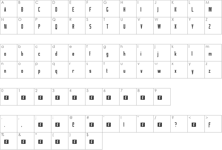 fs eng font character map preview