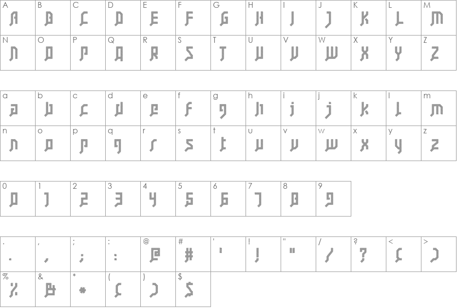 FSB08KlangStencilKt font character map preview